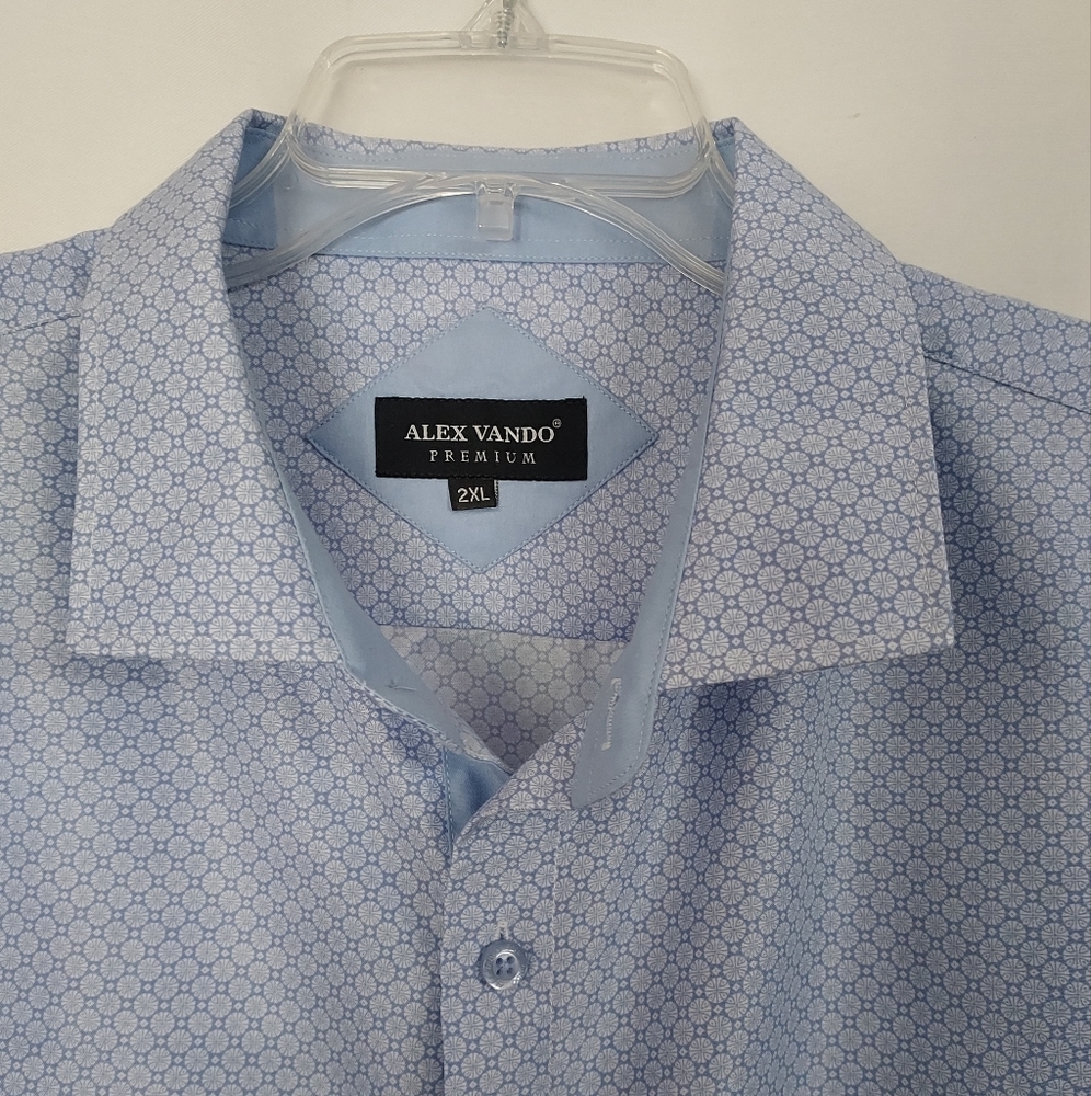 Alex Vando Premium Button Down Blue Shirt. Size 2XL